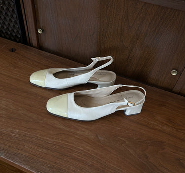 Ivory Leather Slingbacks