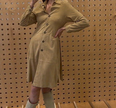 Camel Suede Shirt Dress