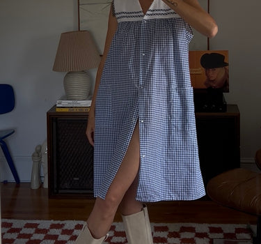 Blue Gingham House Dress