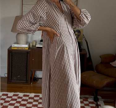 Hand Sewing Gingham Dress