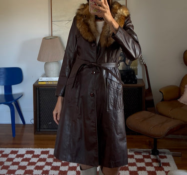 70’s Leather Fox Collar Trench