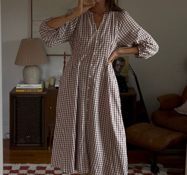 Hand Sewing Gingham Dress