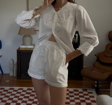 Cotton Cottage Blouse with Eyelet Collar