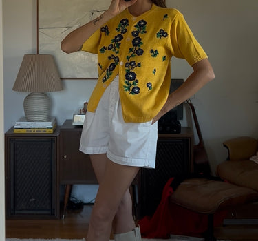 80’s Canary Cotton Appliqué Knit