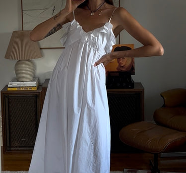 Cotton Poplin Ruffle Dress