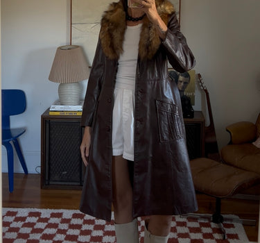 70’s Leather Fox Collar Trench