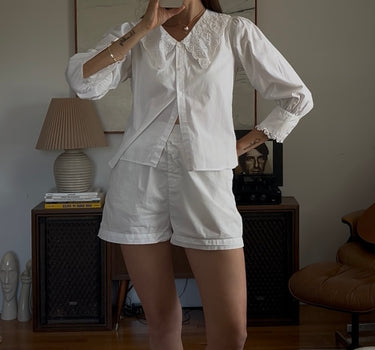 Cotton Cottage Blouse with Eyelet Collar