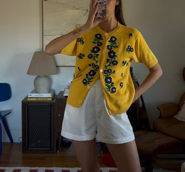 80’s Canary Cotton Appliqué Knit