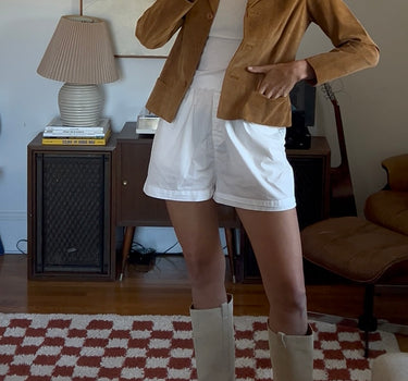 Camel Suede Cropped Jacket