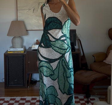 90’a Satin Maxi Print Dress