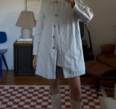 Gingham Lined Dusty Blue Demi Trench