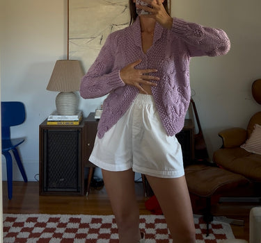 Hand Made Lilac Cardigan Knit