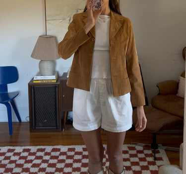 Camel Suede Cropped Jacket
