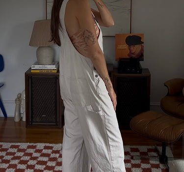 Y2K Cream Painter Overall